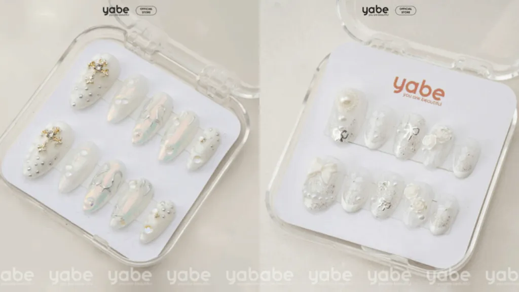Nailbox trắng đính đá