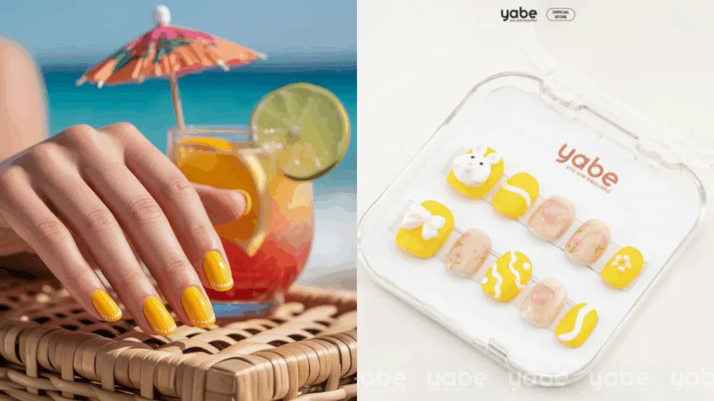 Màu móng tay vàng chanh năng động đi biển
