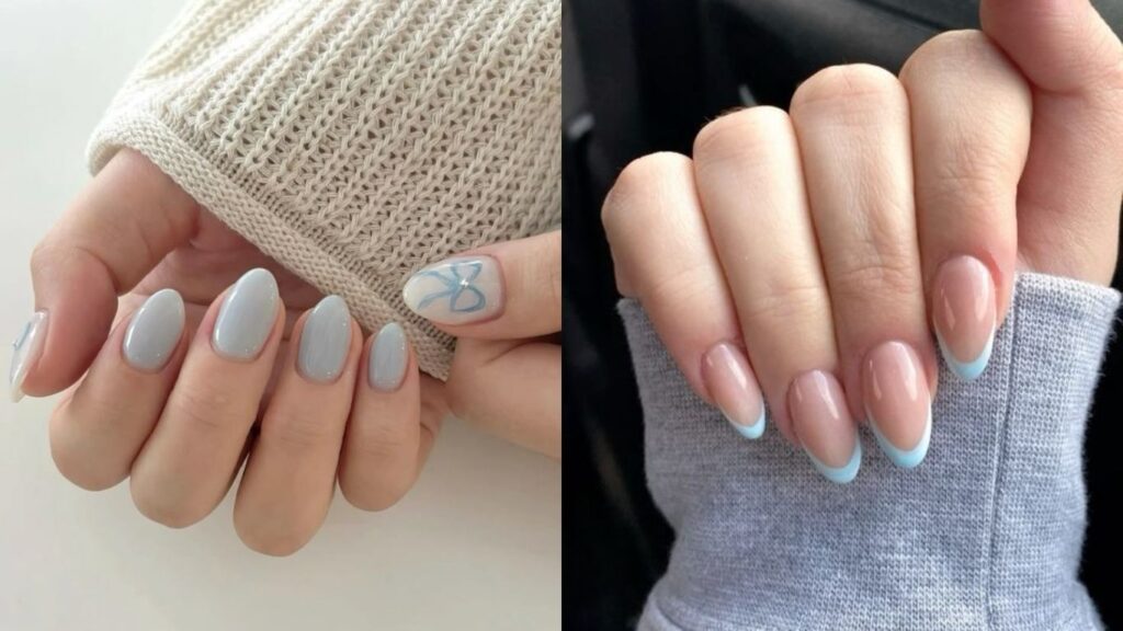 Nail màu xanh nhạt