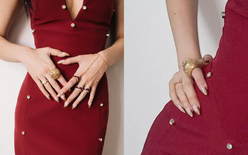 Jennie BLACKPINK với mẫu làm nail gold chrome chuẩn K-pop