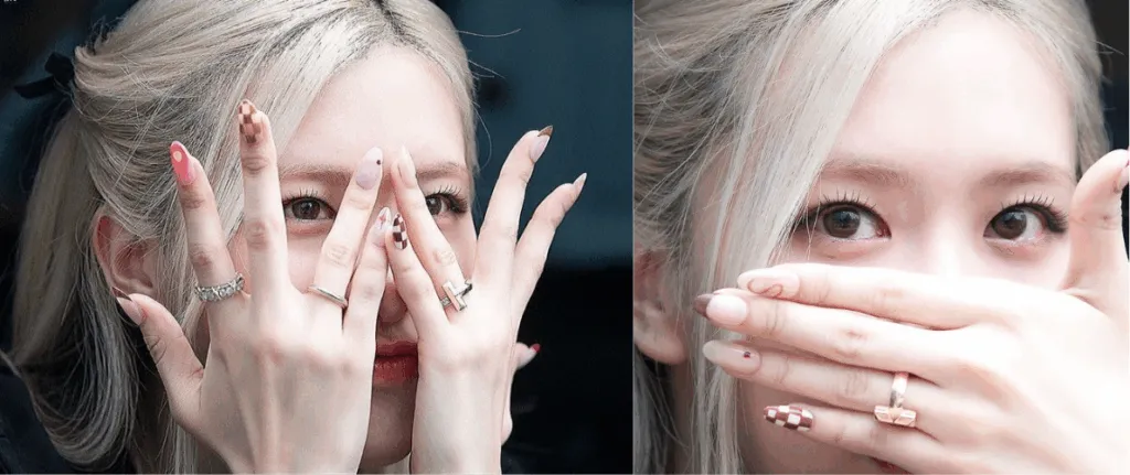 Phong cách làm nail mix and match đặc trưng của Rosé K-pop
