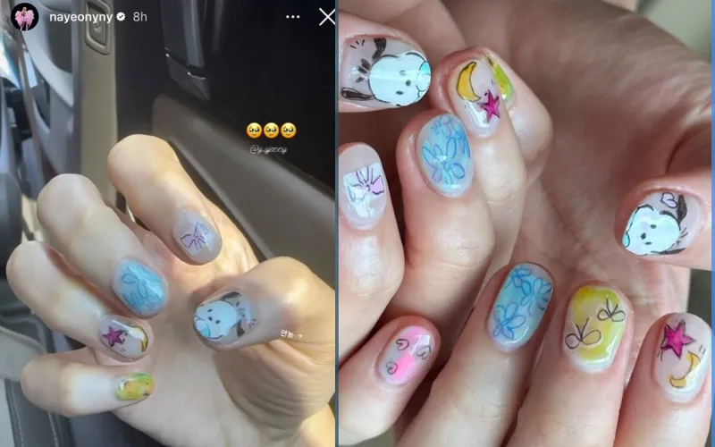 Làm nail họa tiết hoạt hình nhí nhảnh của Nayeon K-pop