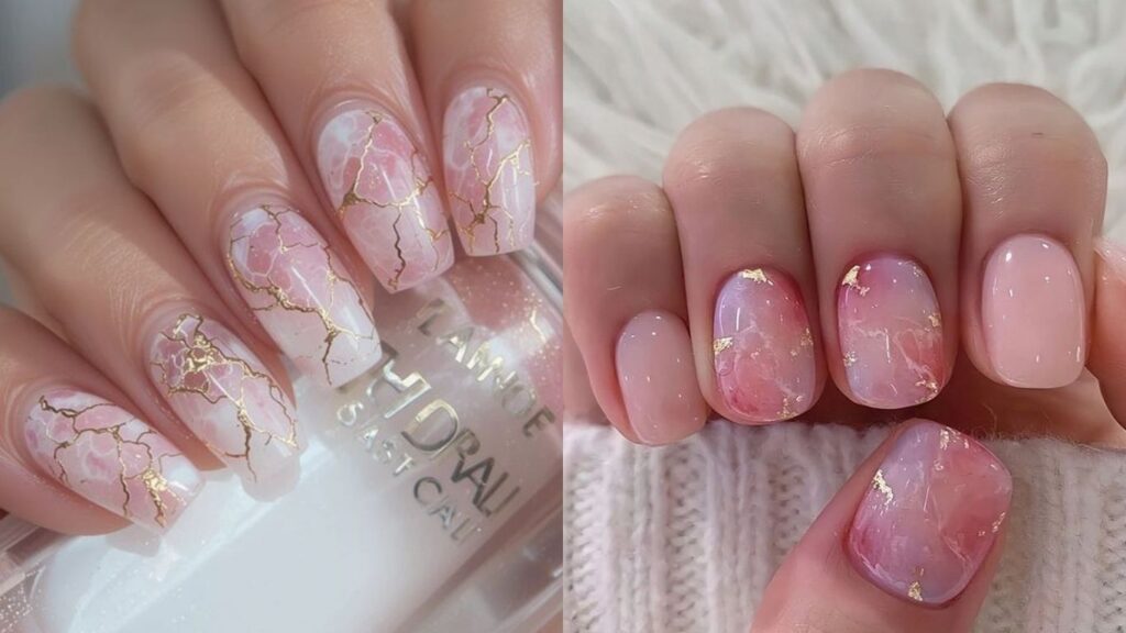 Vẽ móng tay cho cô dâu kiểu màu loang ombre