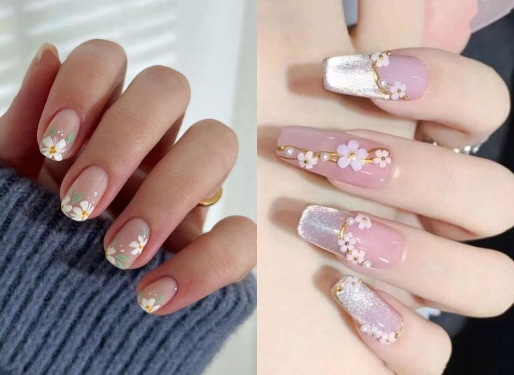 Nailbox xinh nhẹ nhàng họa tiết hoa nhí