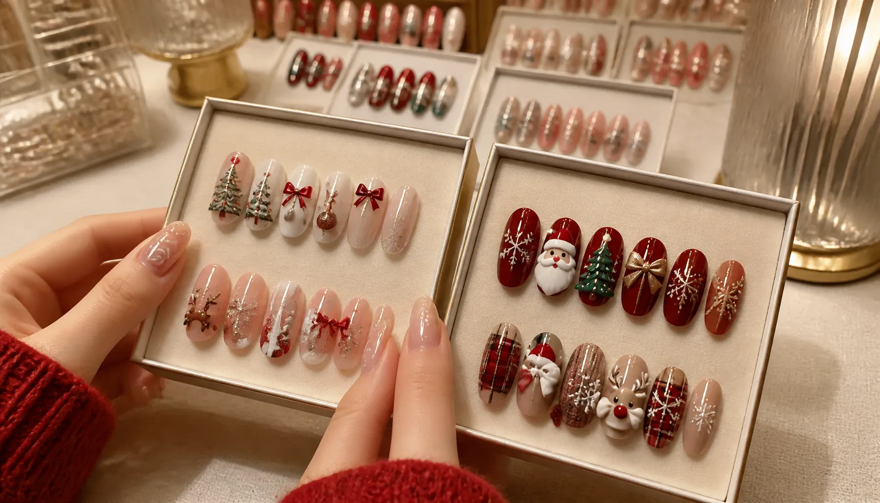 Nailbox Giáng Sinh (Noel): So Sánh Phôi Móng Vẽ Tay Và In Nổi 3D - Hình 1