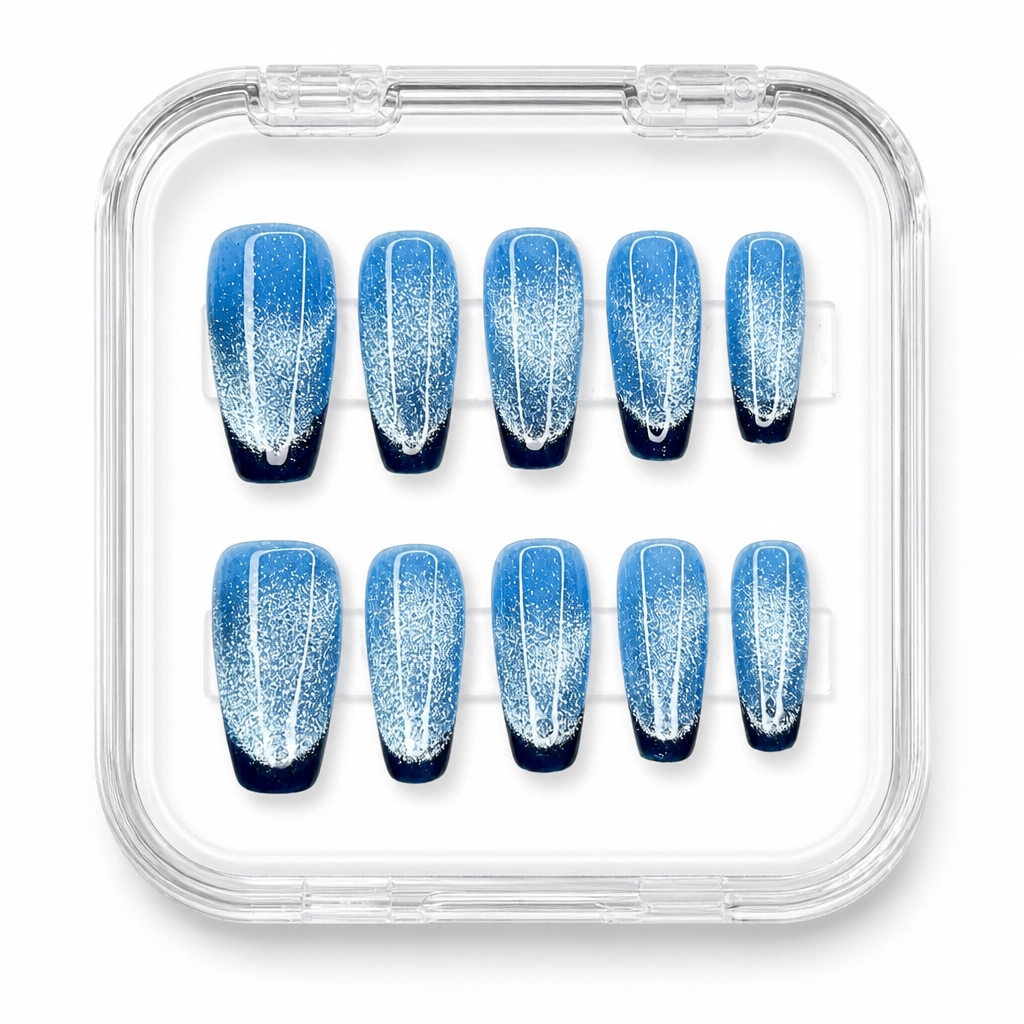 Press-on Nails Wholesale $3.90 Azure Gradient Glam by Yabe Vietnam