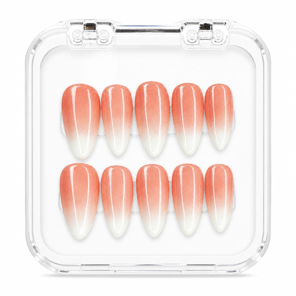 Press-on Nails Wholesale $3.90 Coral Ombré Elegance by Yabe Vietnam