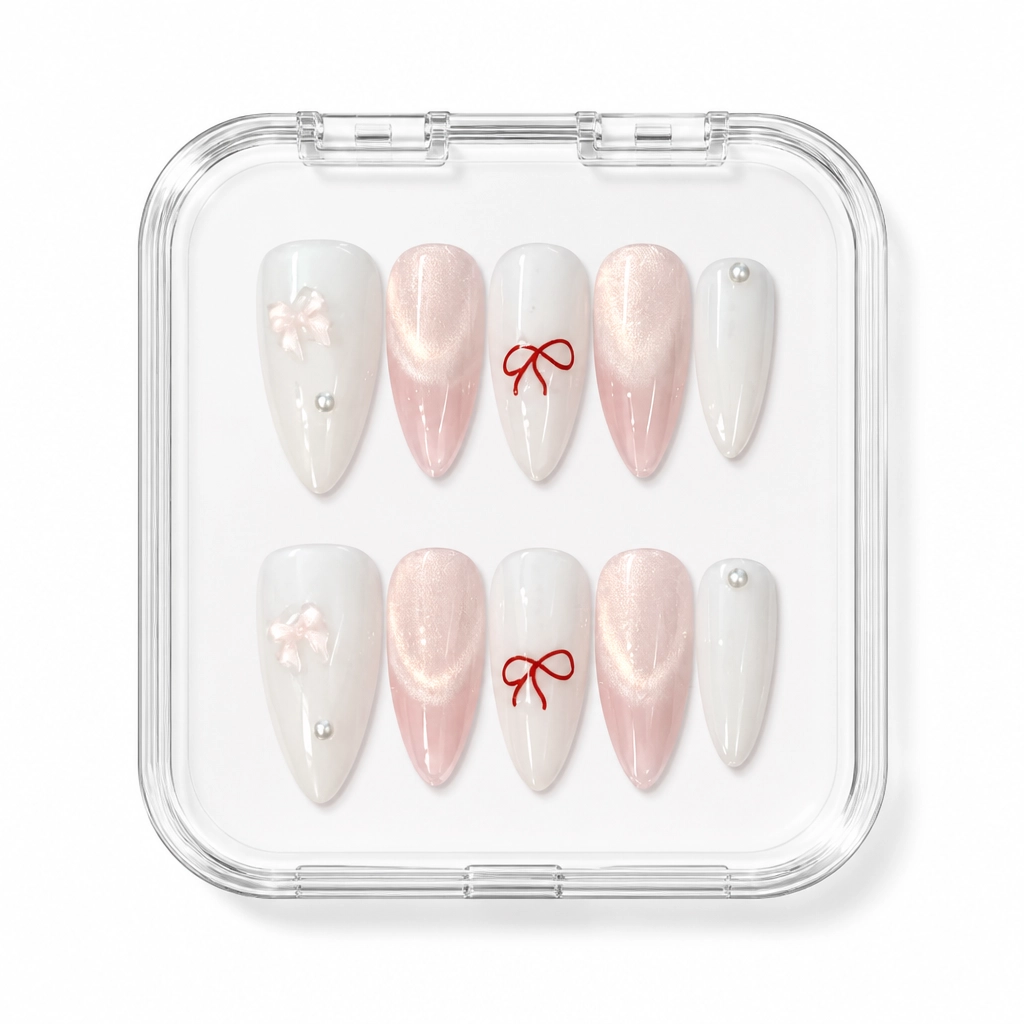 Press-on Nails Wholesale $3.90 Blush Bow Glamour by Yabe Vietnam