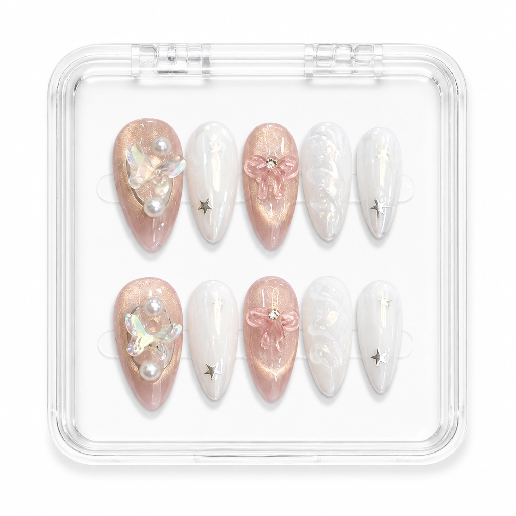 Press-on Nails Wholesale $3.90 Champagne Glitter by Yabe Vietnam