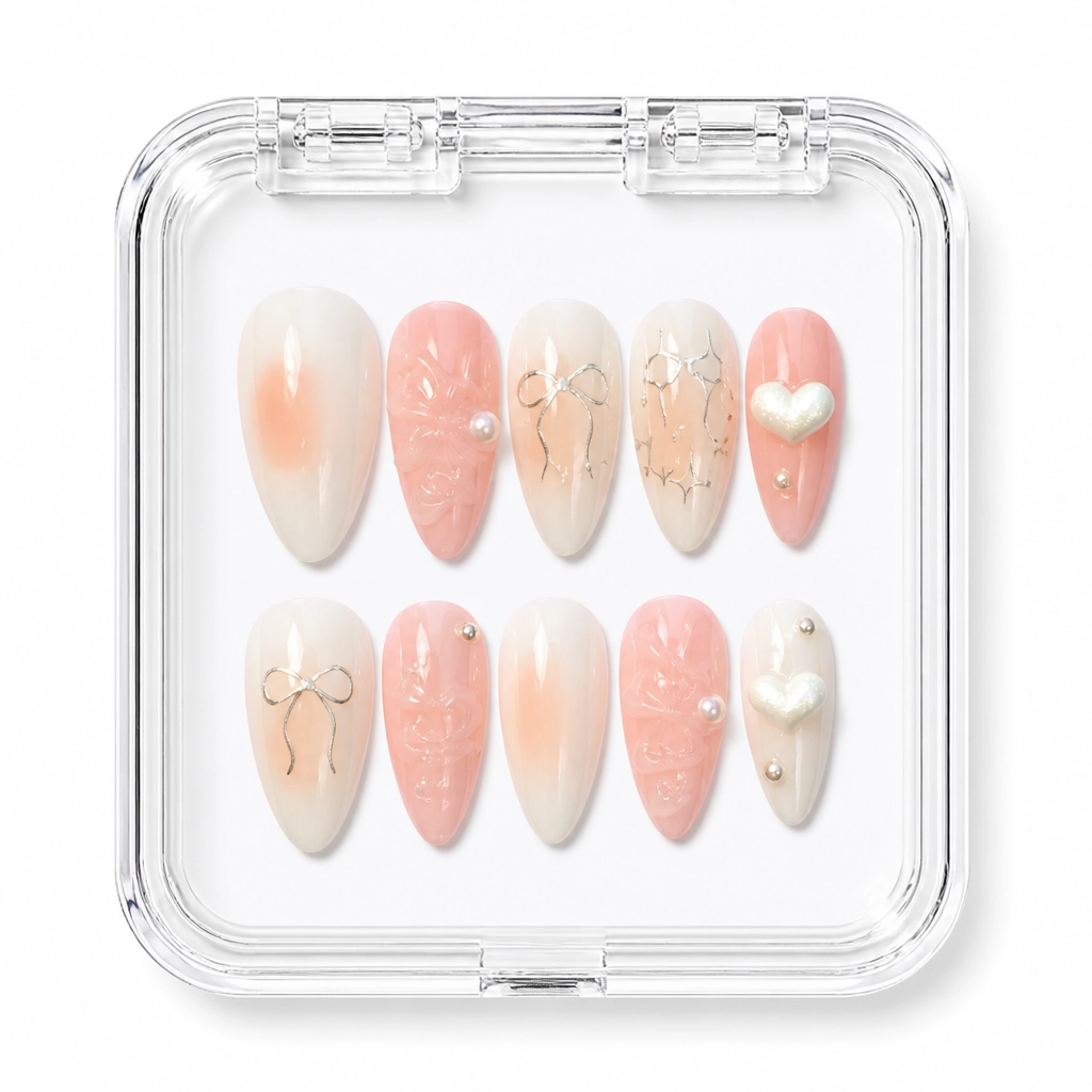 Press-on Nails Wholesale $3.90 Coral Sparkle by Yabe Vietnam