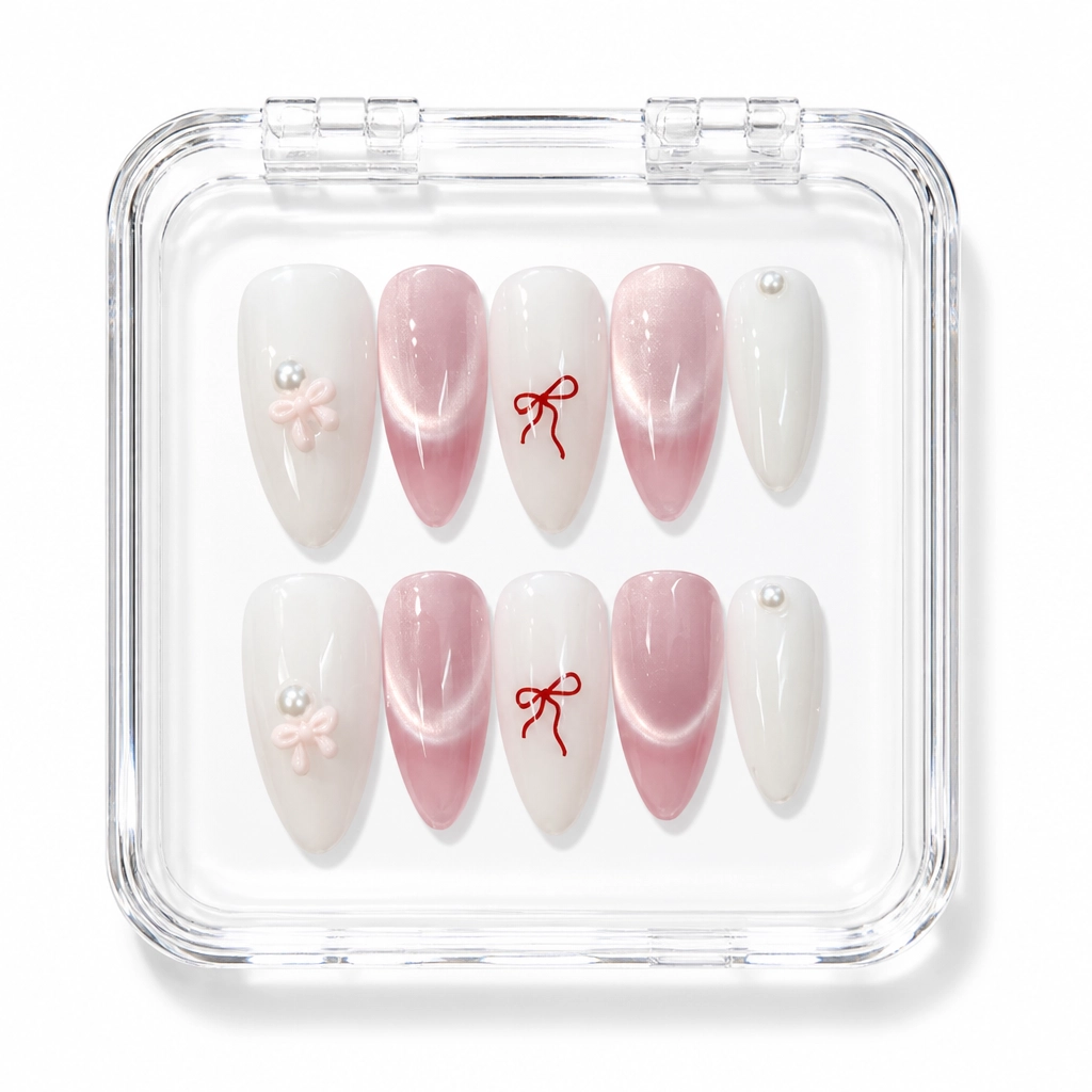 Press-on Nails Wholesale $3.90 Bow Elegance by Yabe Vietnam