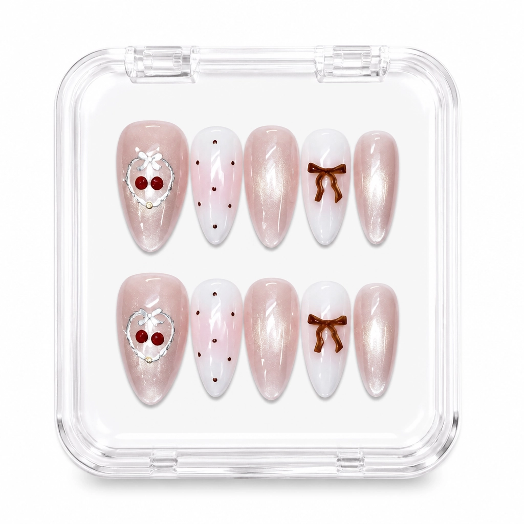 Press-on Nails Wholesale $3.90 Satin Rose Elegance by Yabe Vietnam
