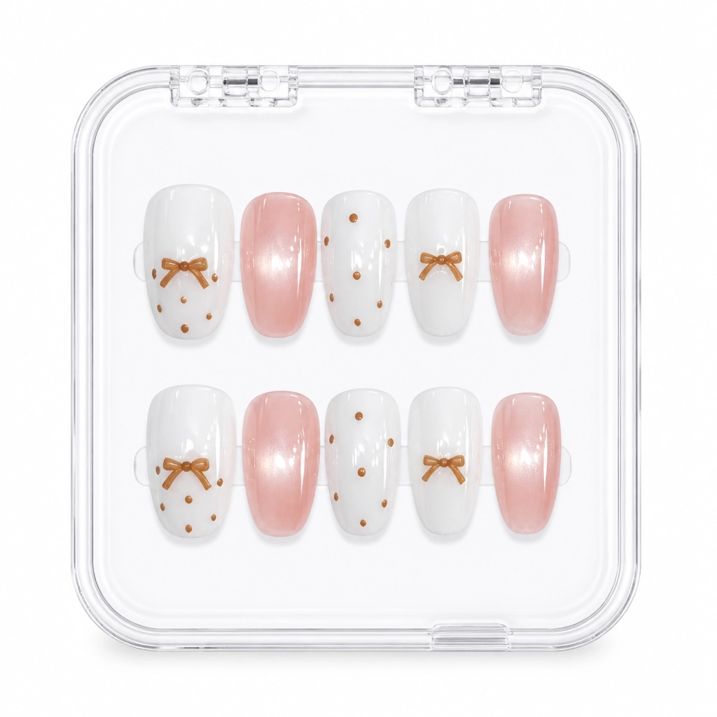 Press-on Nails Wholesale $3.90 Teddy Bow Bliss by Yabe Vietnam