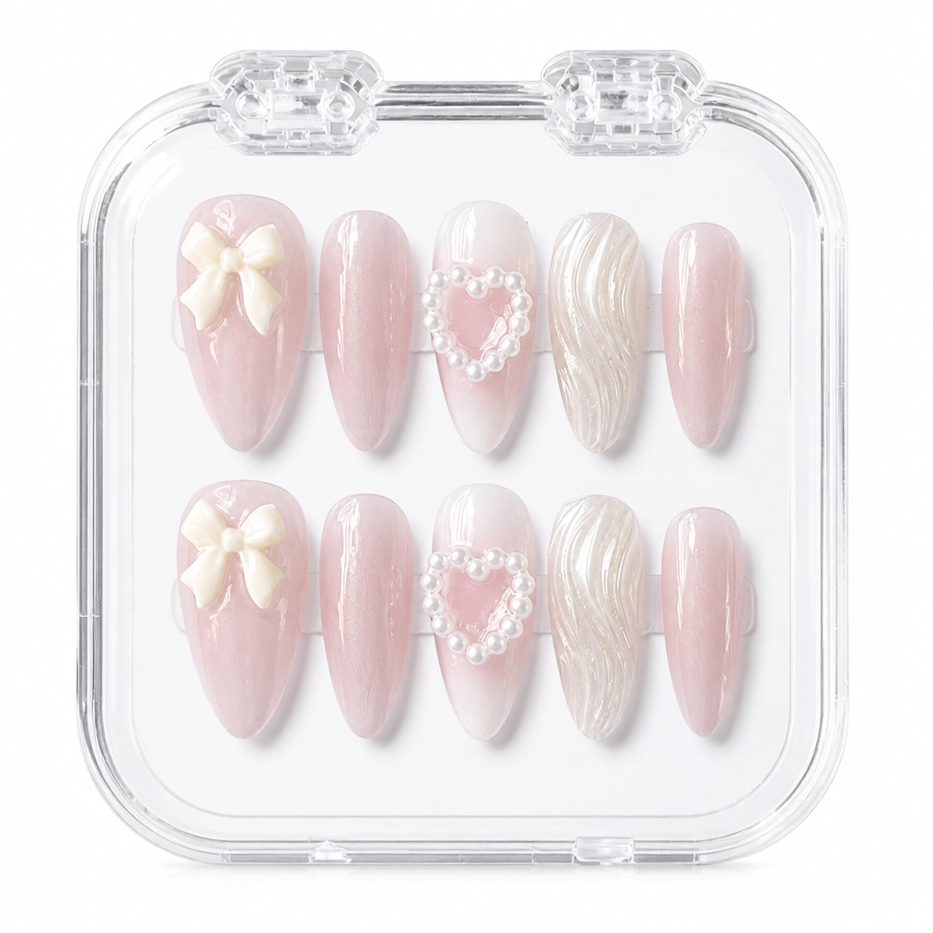 Press-on Nails Wholesale $3.90 Bridal Bow Romance by Yabe Vietnam