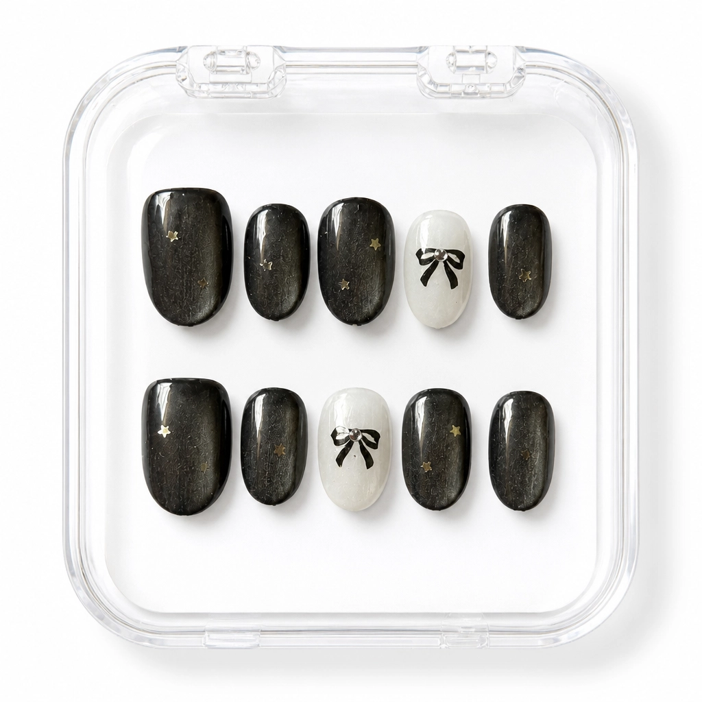 Press-on Nails Wholesale $3.90 Midnight Bow Galaxy by Yabe Vietnam