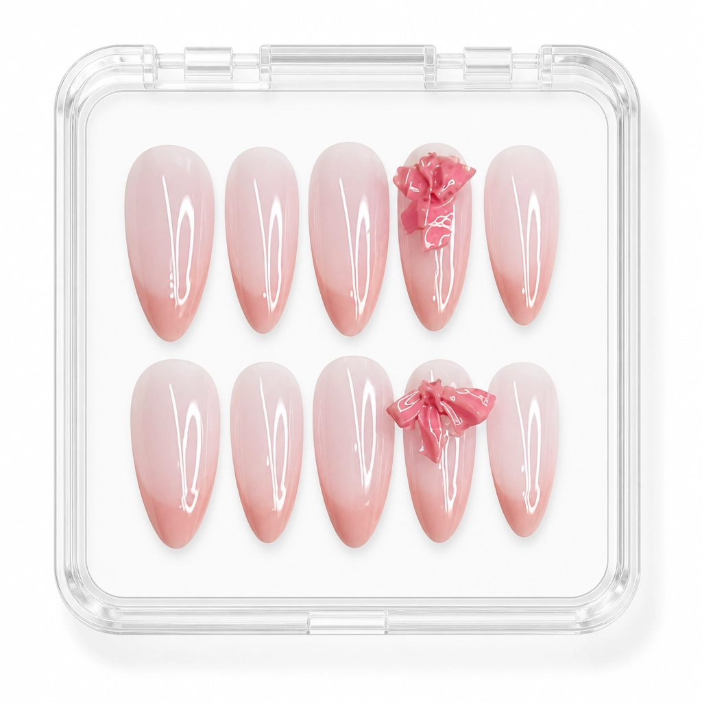 Press-on Nails Wholesale $3.90 Blush Bow Kiss by Yabe Vietnam