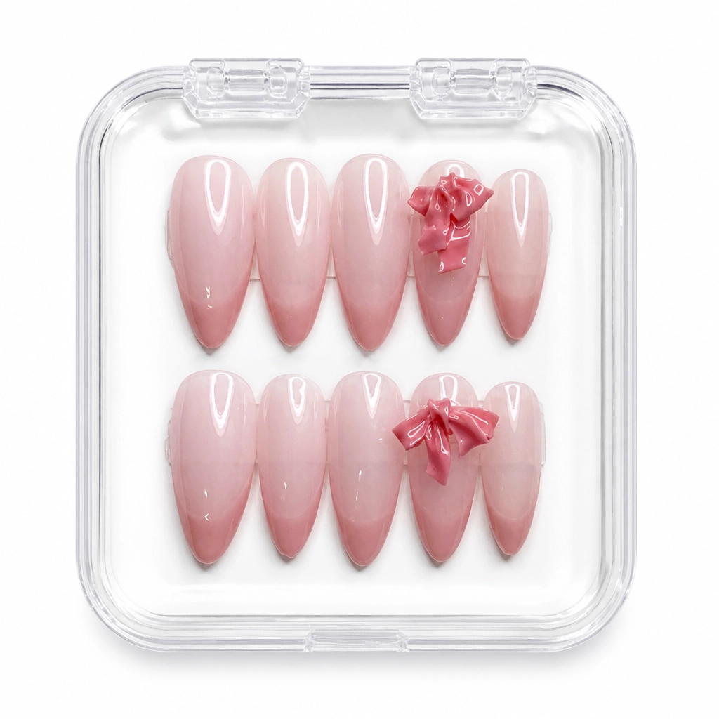 Press-on Nails Wholesale $3.90 Blush Bow Romance by Yabe Vietnam