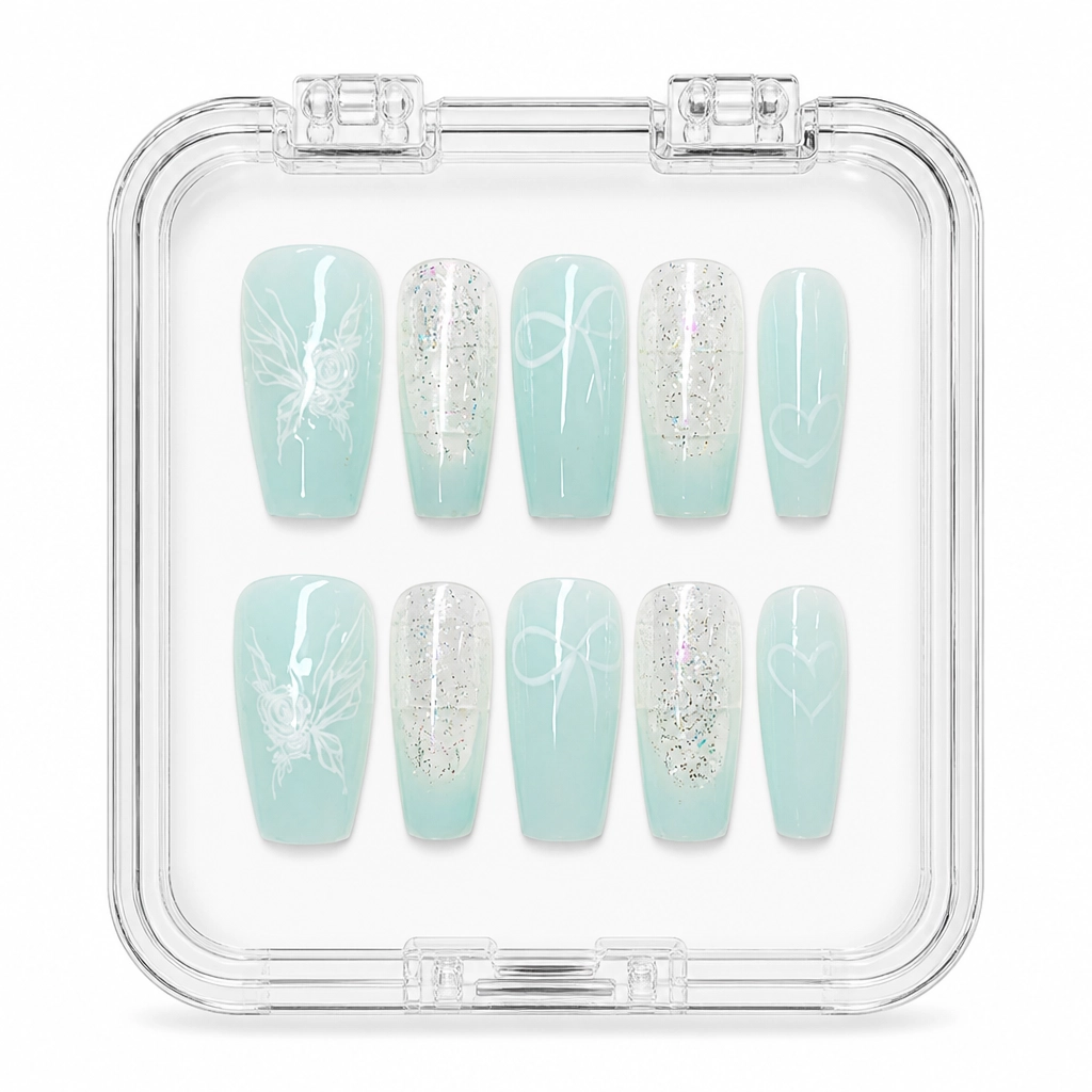 Press-on Nails Wholesale $3.90 Mint Rose Dream by Yabe Vietnam