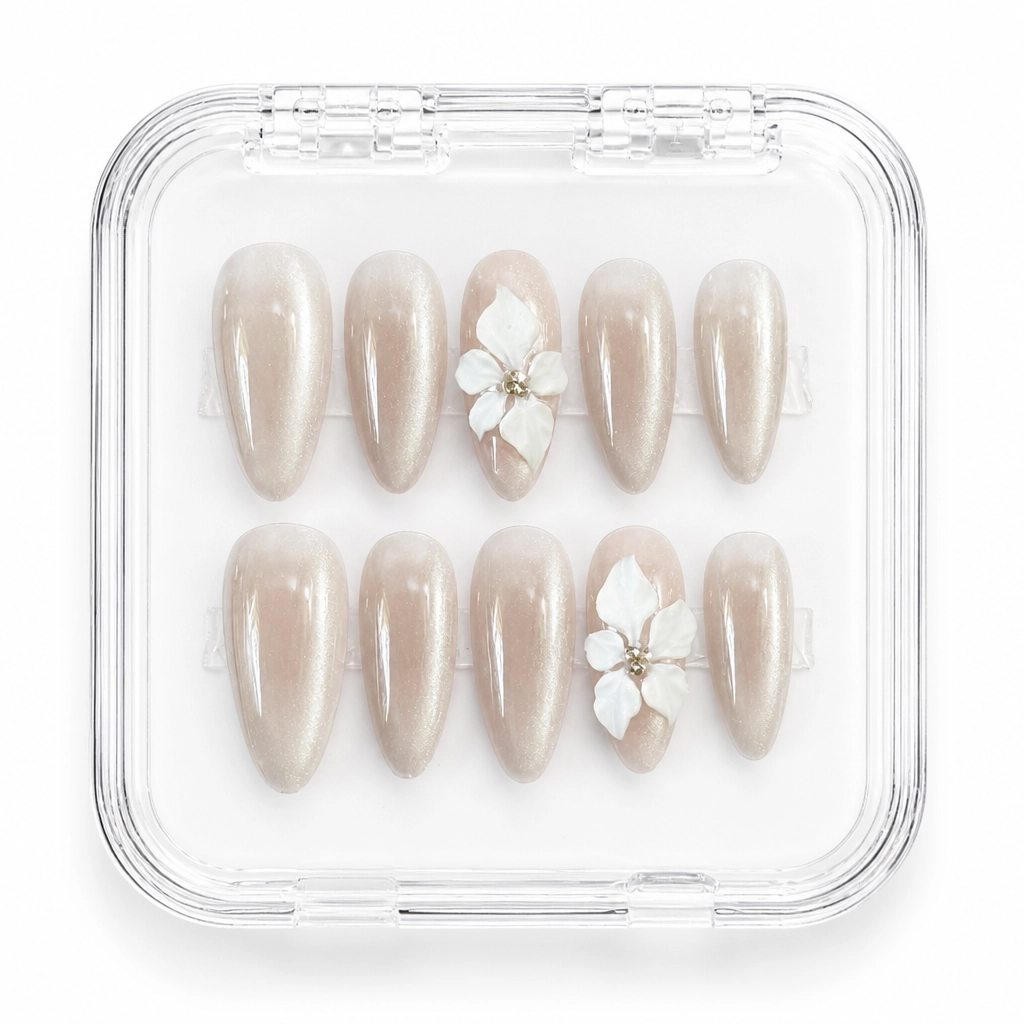 Press-on Nails Wholesale $3.90 Pearl Petal Glow by Yabe Vietnam