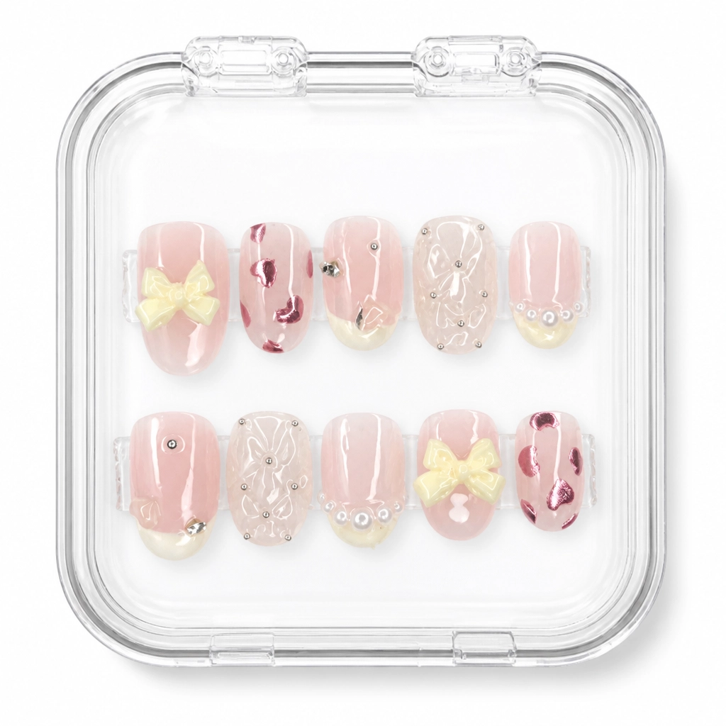Press-on Nails Wholesale $6.90 Blush Ribbon Elegance by Yabe Vietnam
