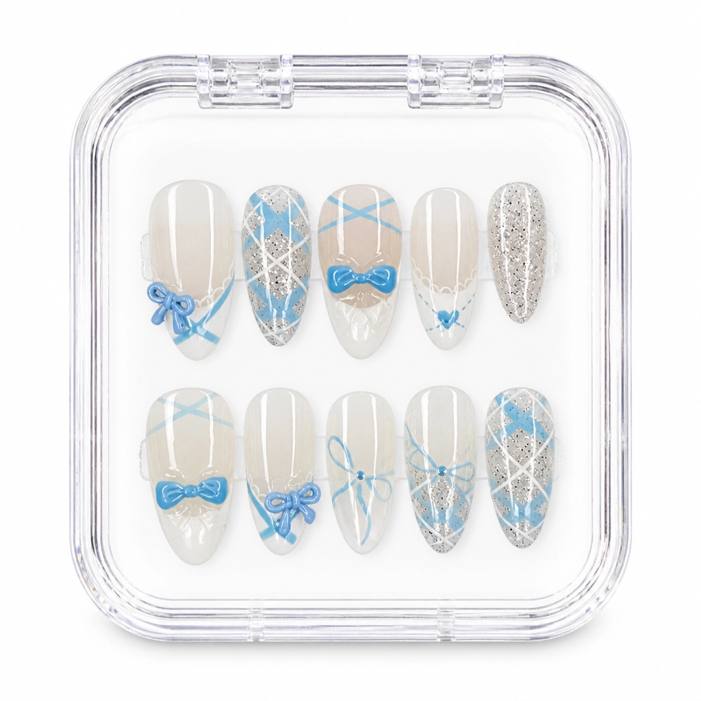 Press-on Nails Wholesale $6.90 Celestial Bow Elegance by Yabe Vietnam
