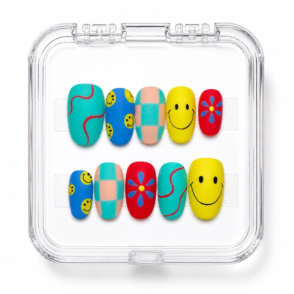 Press-on Nails Wholesale $6.90 Retro Smiley Mix by Yabe Vietnam