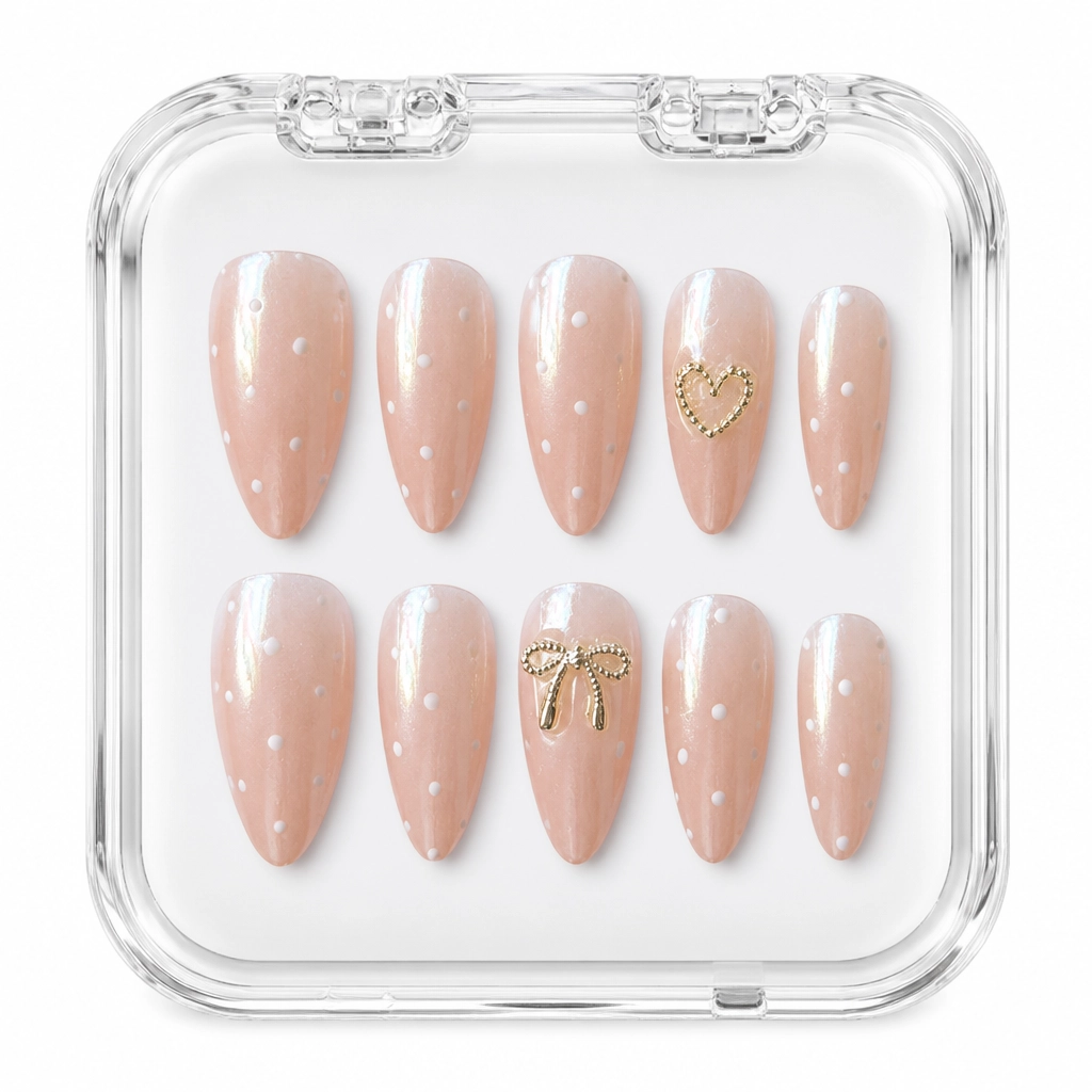 Press-on Nails Wholesale $6.90 Golden Heart Charm by Yabe Vietnam