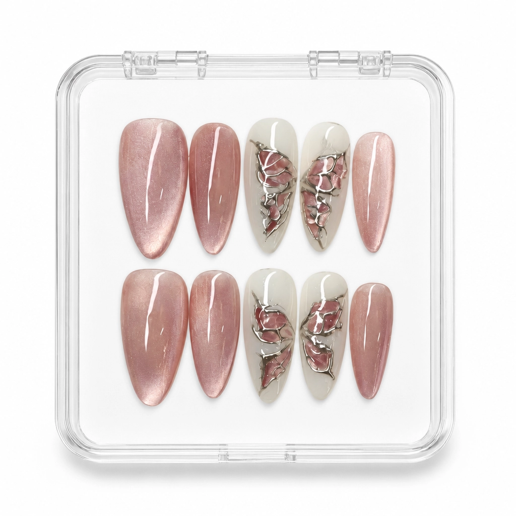 Press-on Nails Wholesale $6.90 Rose Butterfly by Yabe Vietnam