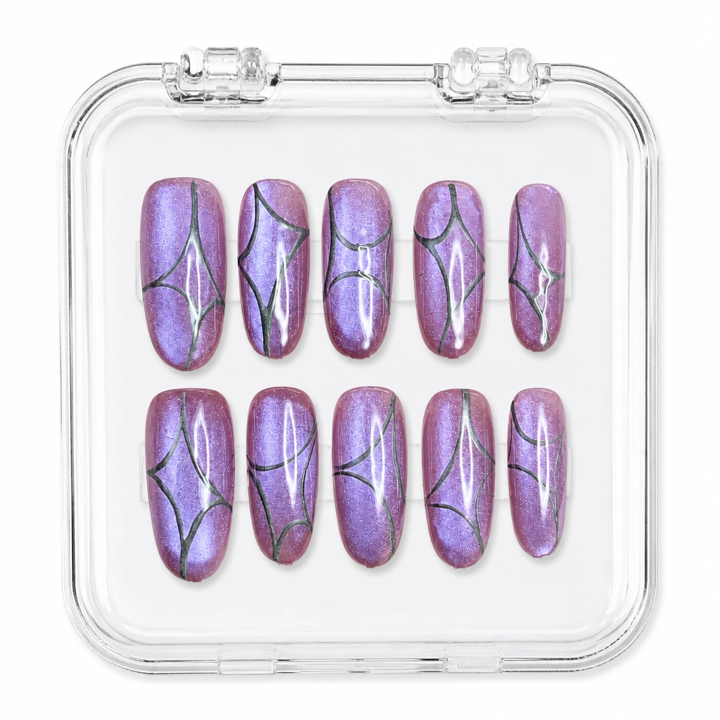 Press-on Nails Wholesale $6.90 Lavender Web Chrome by Yabe Vietnam