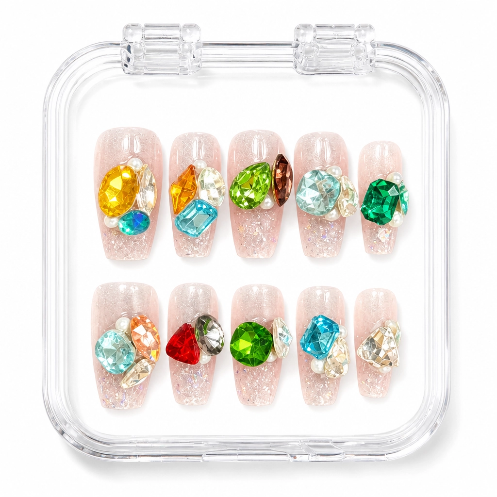 Press-on Nails Wholesale $6.90 Royalty Gem Coffin by Yabe Vietnam