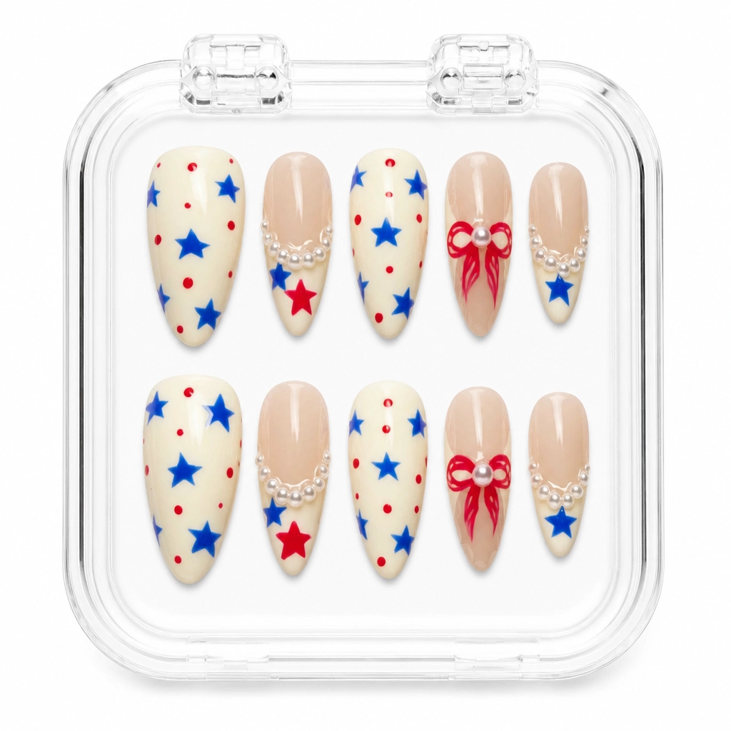 Press-on Nails Wholesale $6.90 Starry Bow Delight by Yabe Vietnam