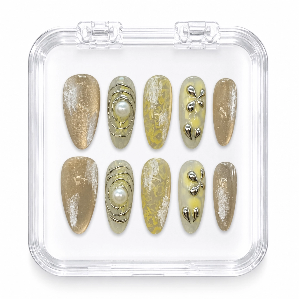 Press-on Nails Wholesale $6.90 Gilded Pearl Mirage by Yabe Vietnam