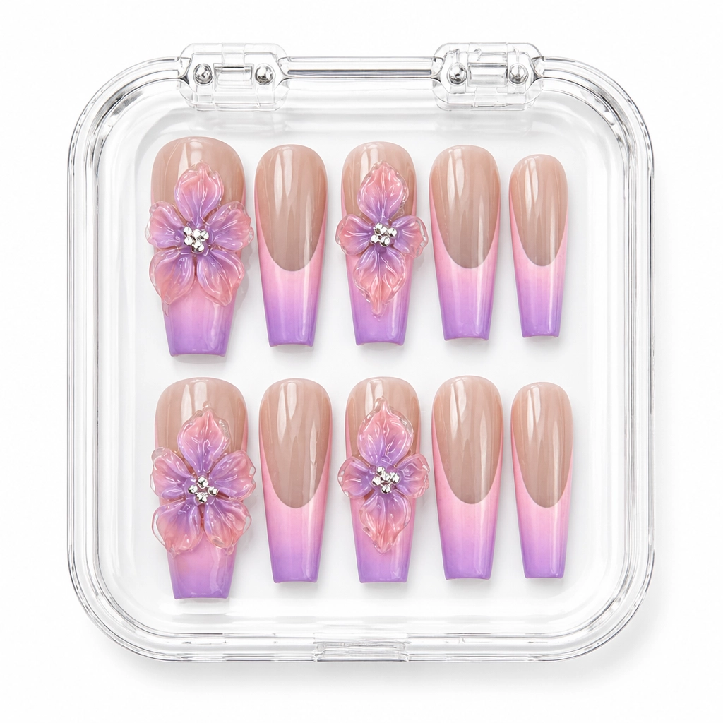 Press-on Nails Wholesale $7.90 Purple Bloom by Yabe Vietnam