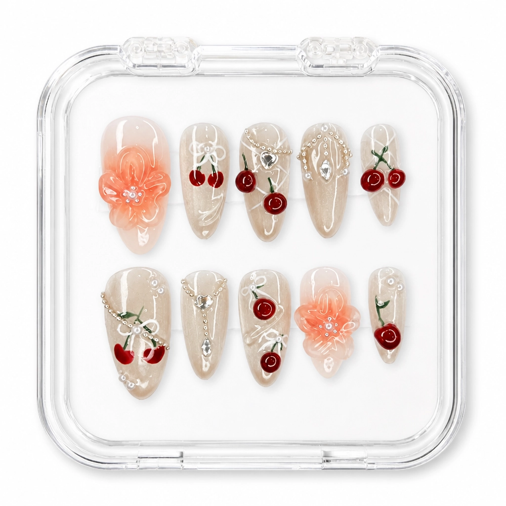Press-on Nails Wholesale $7.90 Cherry Blossom Elegance by Yabe Vietnam