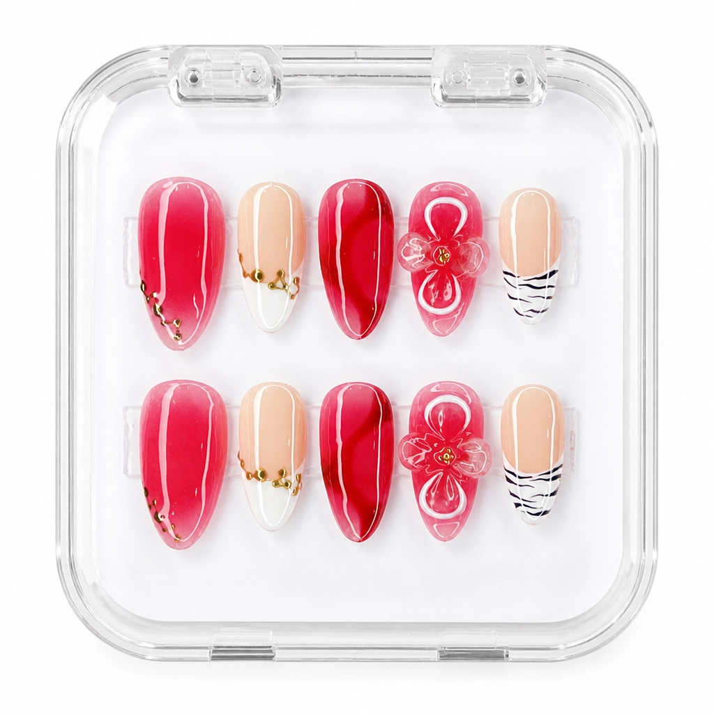 Press-on Nails Wholesale $7.90 Crimson Elegance by Yabe Vietnam