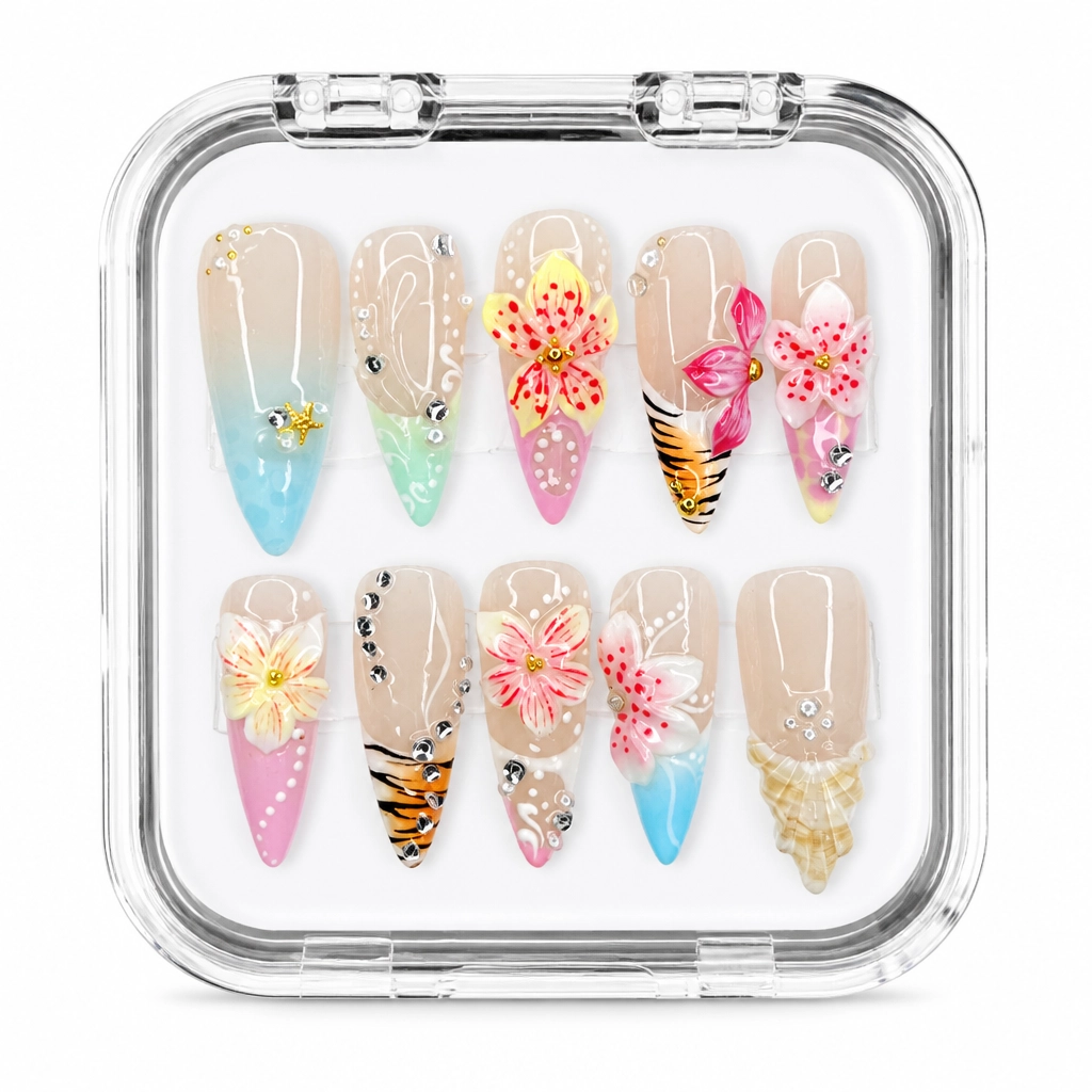 Press-on Nails Wholesale $7.90 Floral Glam Stiletto by Yabe Vietnam