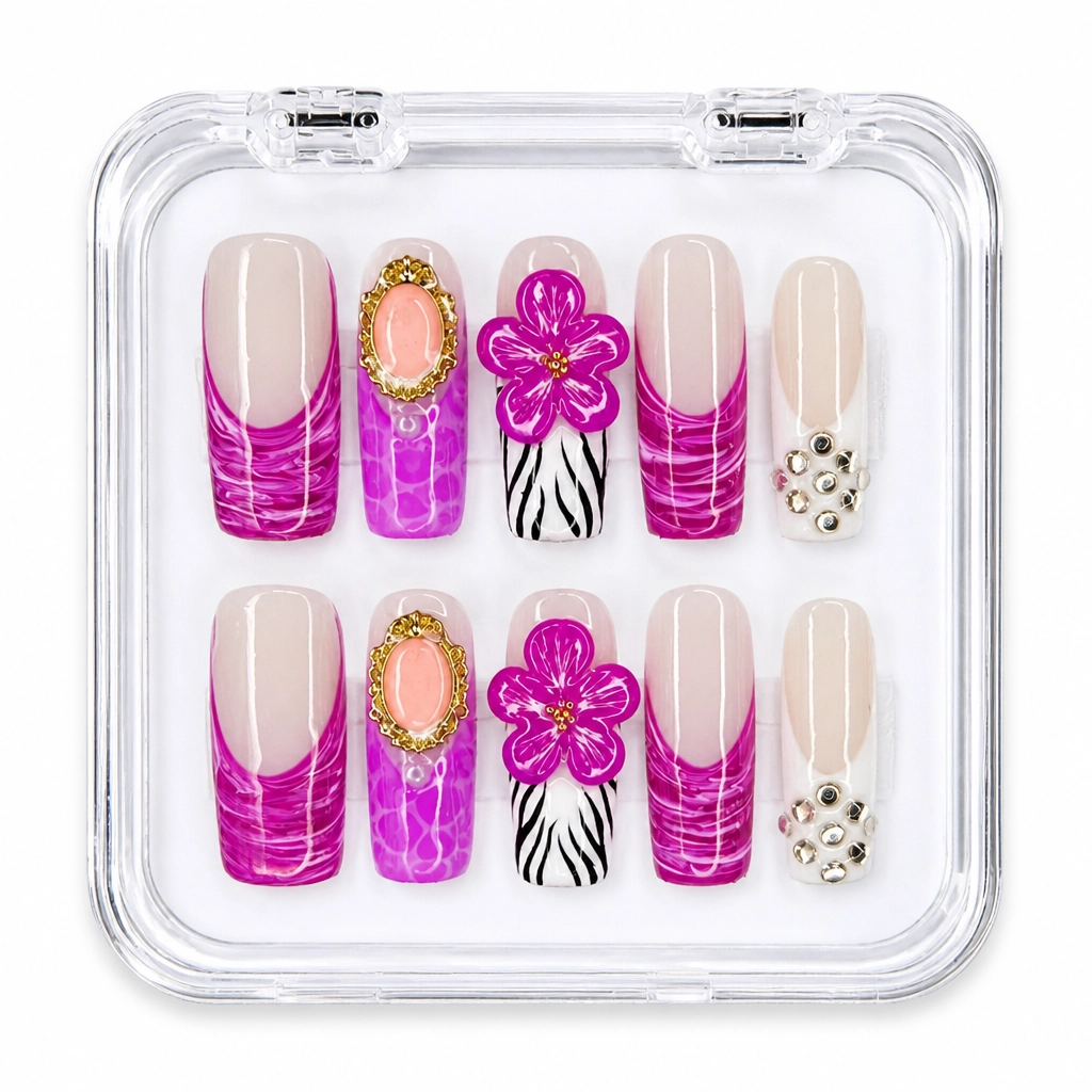 Press-on Nails Wholesale $7.90 Magenta Bloom Luxe by Yabe Vietnam