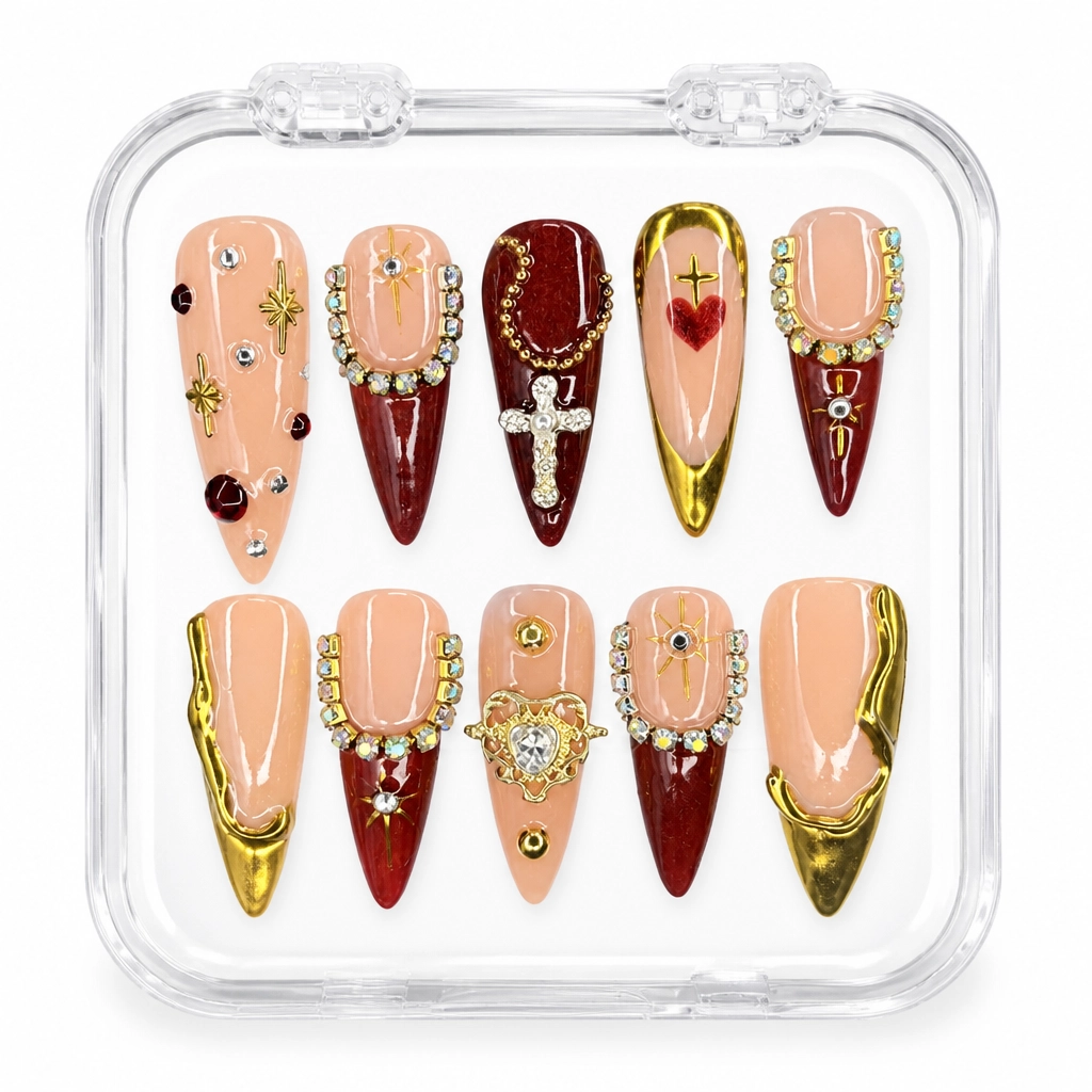 Press-on Nails Wholesale $7.90 Crimson Luxe by Yabe Vietnam