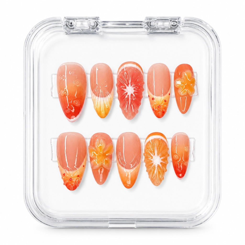 Press-on Nails Wholesale $7.90 Citrus Sunset by Yabe Vietnam