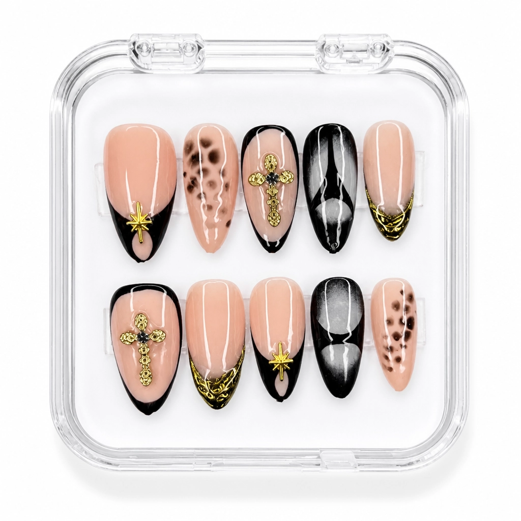 Press-on Nails Wholesale $7.90 Obsidian Elegance by Yabe Vietnam