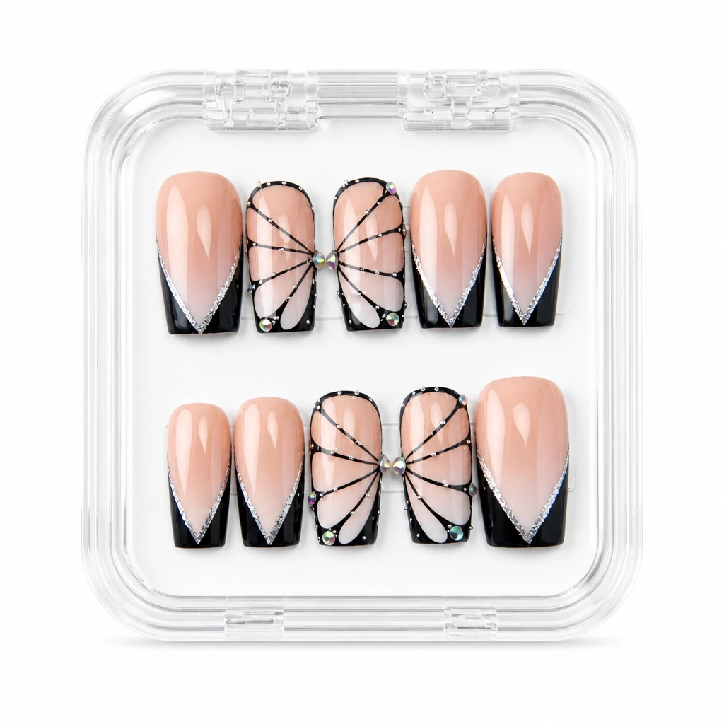 Press-on Nails Wholesale $7.90 Noir Elegance by Yabe Vietnam