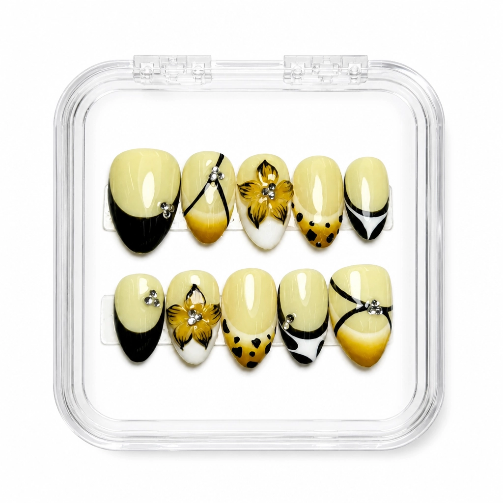Press-on Nails Wholesale $7.90 Golden Leopard Elegance by Yabe Vietnam