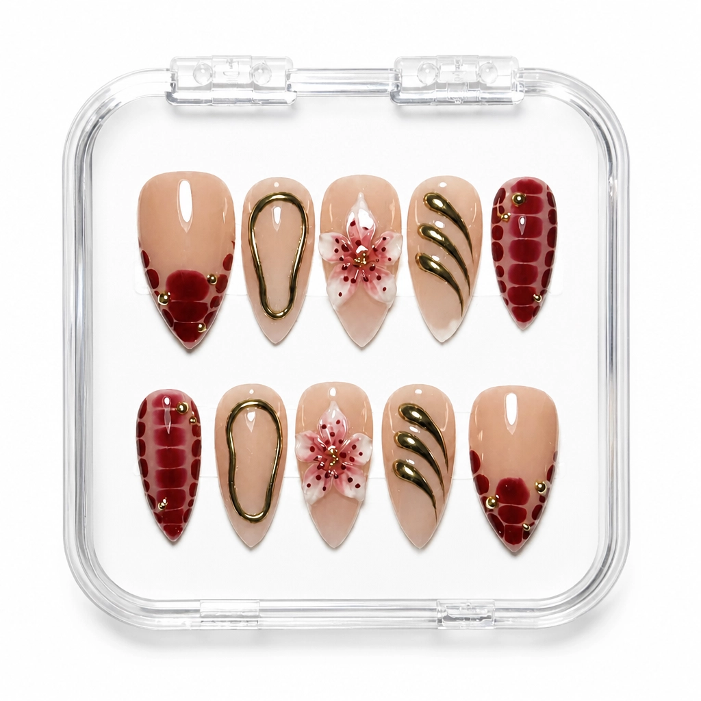 Press-on Nails Wholesale $7.90 Crimson Luxe by Yabe Vietnam
