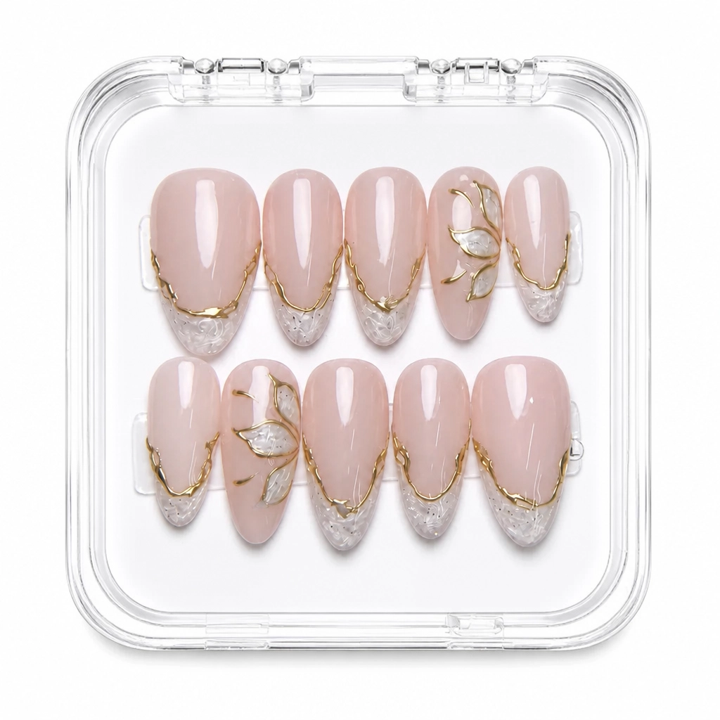 Press-on Nails Wholesale $7.90 Nude Champagne Elegance by Yabe Vietnam