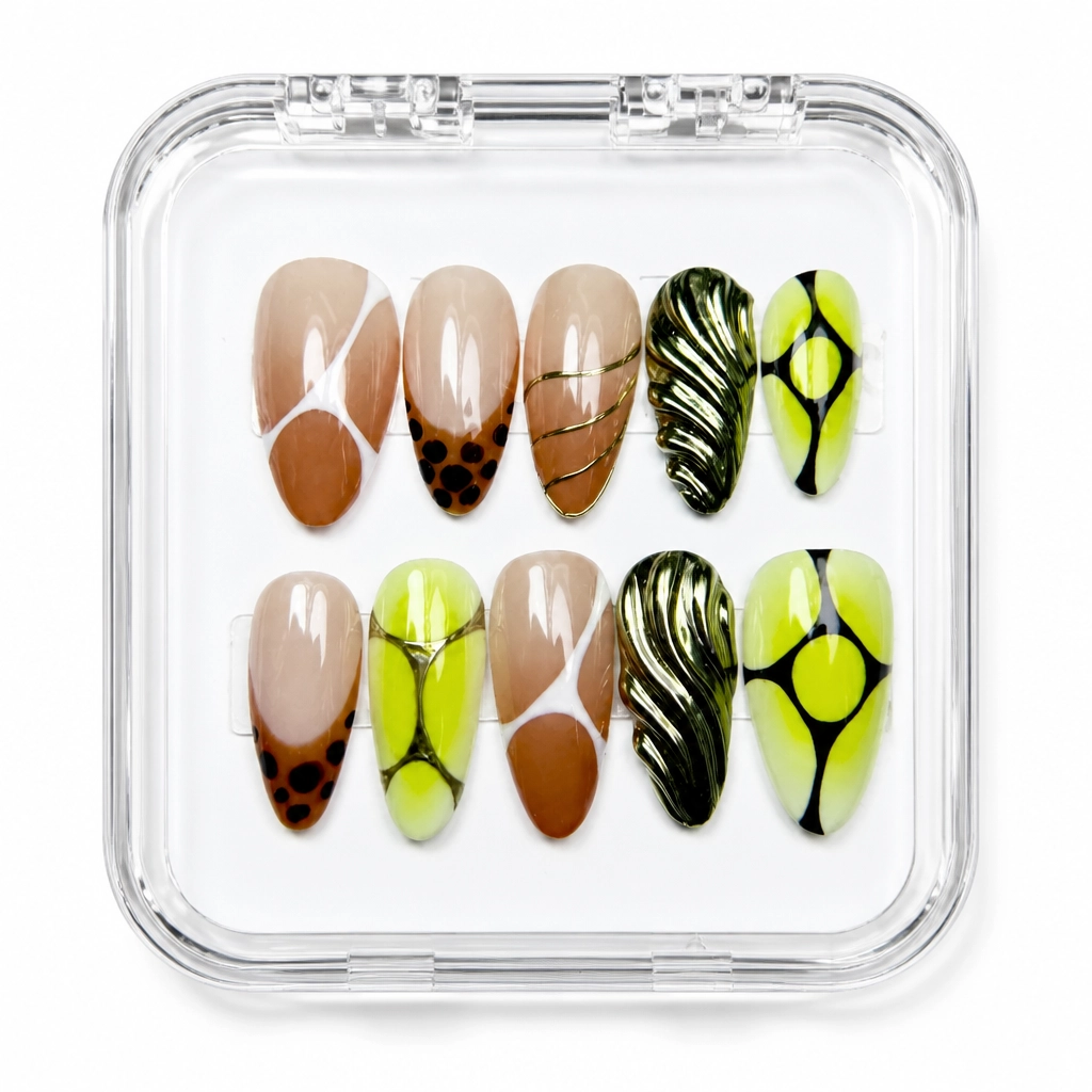 Press-on Nails Wholesale $7.90 Neon Geometry by Yabe Vietnam