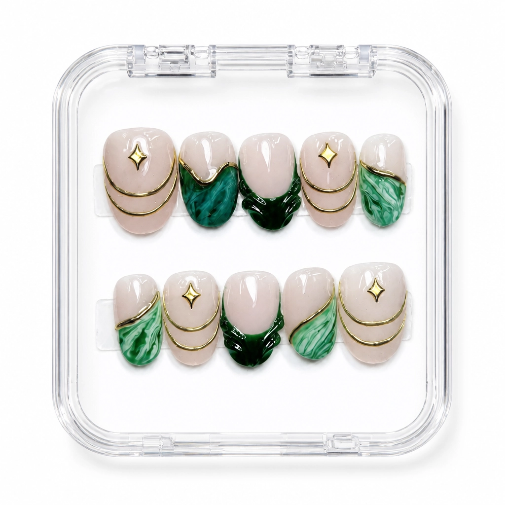 Press-on Nails Wholesale $7.90 Emerald Luxe by Yabe Vietnam