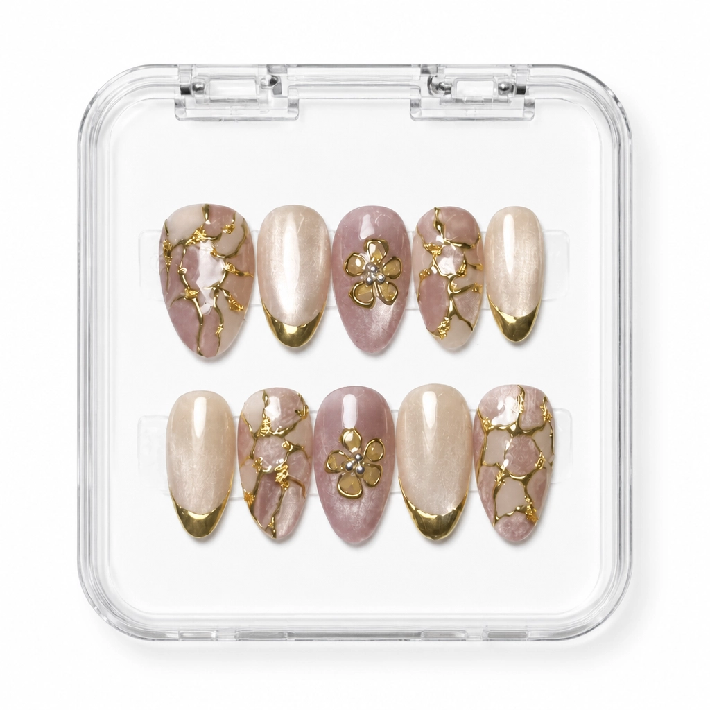 Press-on Nails Wholesale $7.90 Gilded Elegance by Yabe Vietnam