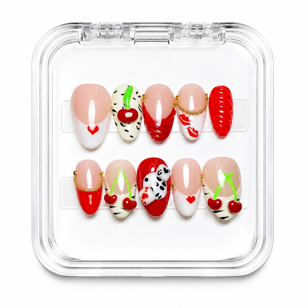 Press-on Nails Wholesale $7.90 Cherry Love Deluxe by Yabe Vietnam