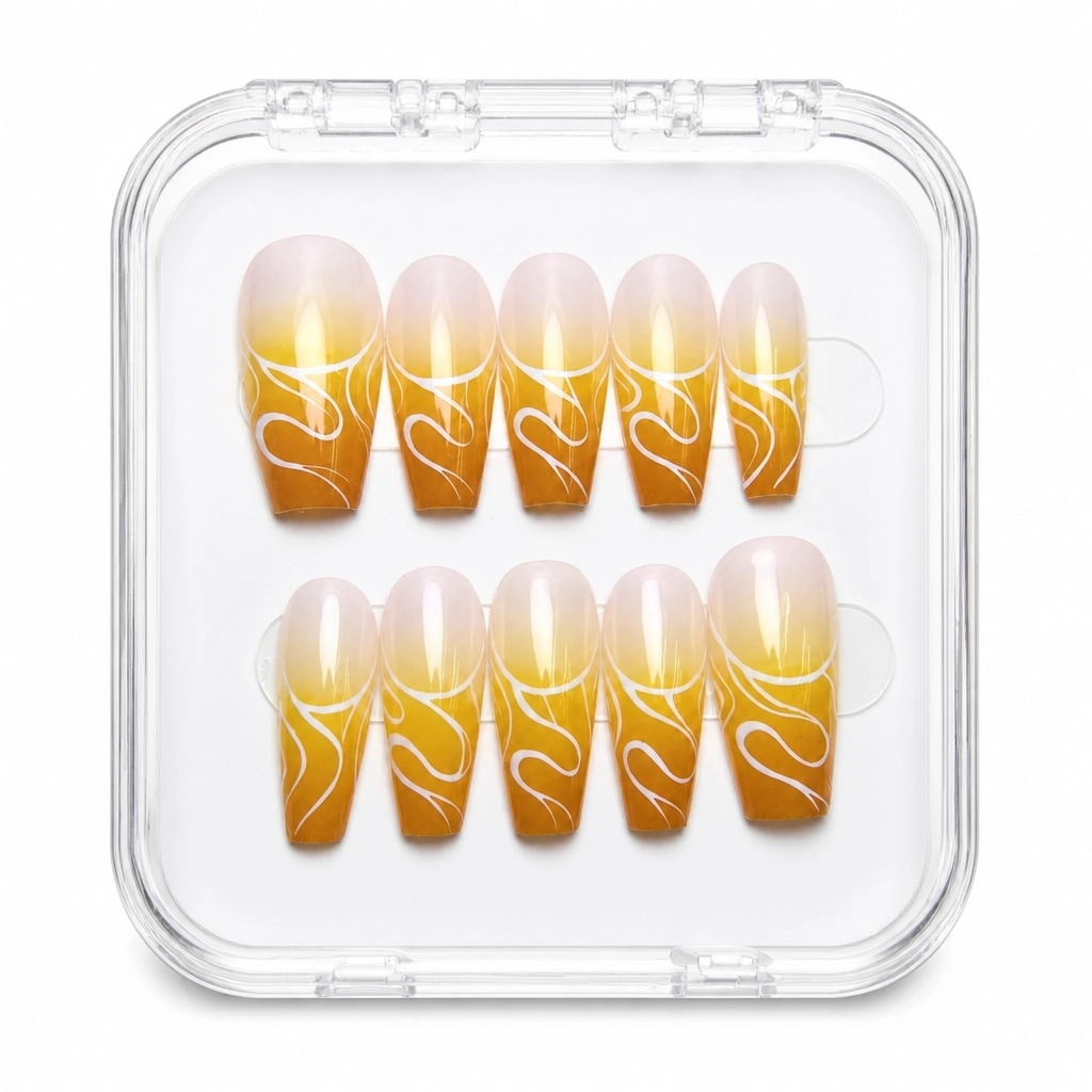 Press-on Nails Wholesale $7.90 Champagne Geometry by Yabe Vietnam