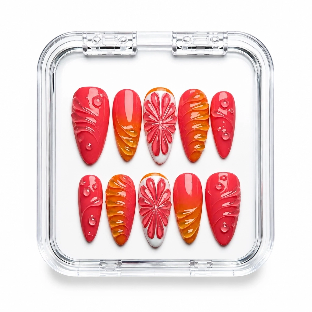 Press-on Nails Wholesale $7.90 Crimson Radiance by Yabe Vietnam